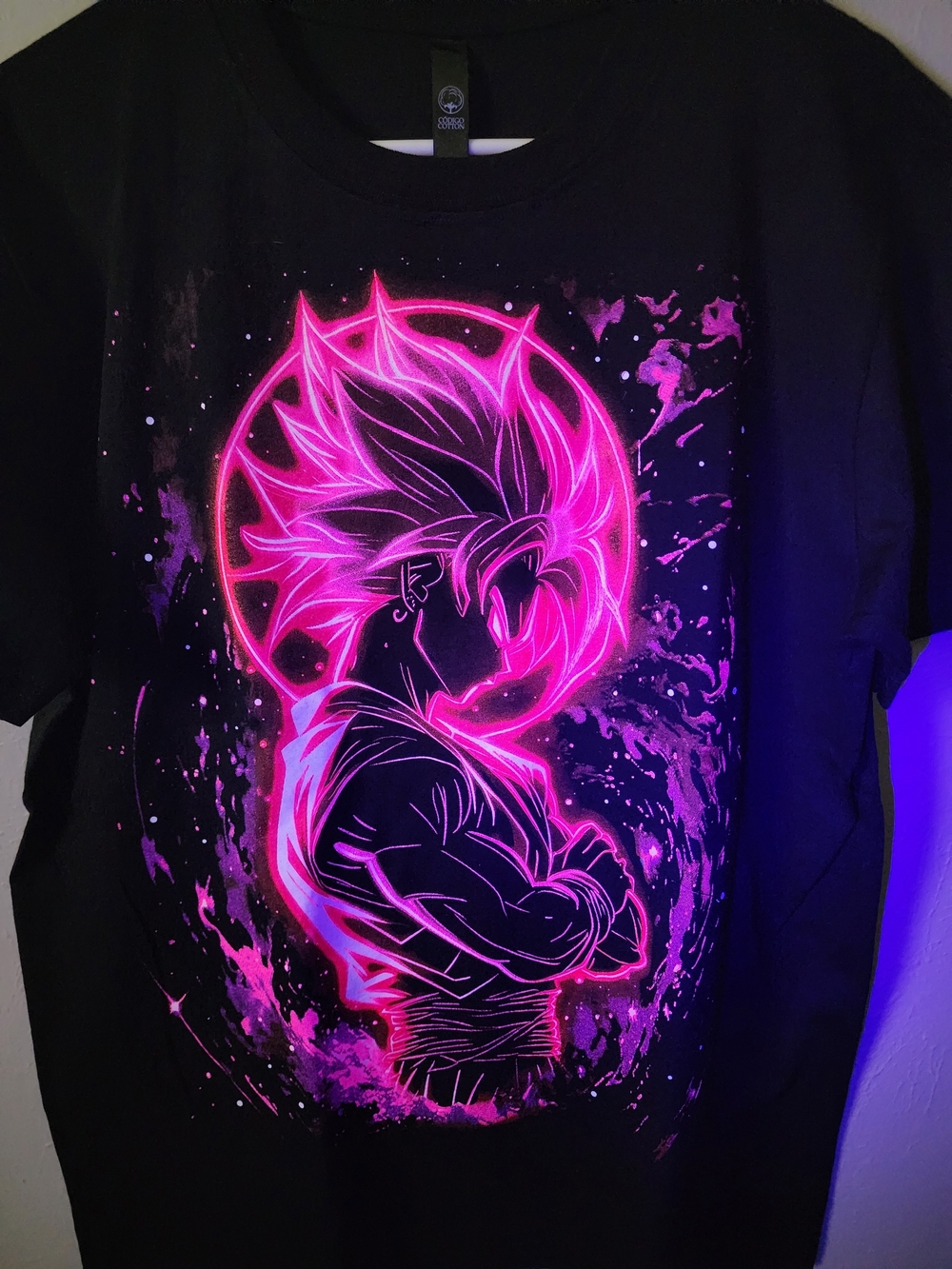Neon Dragonball Z Anime Silhouette Graphic Tee - Pink on Black - Picture 4 of 5